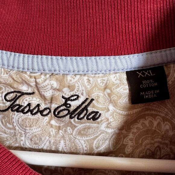 Tasso Elba Men's Polo 100% Cotton Super Soft Red Coral (small hole) size XXL - Picture 3 of 6